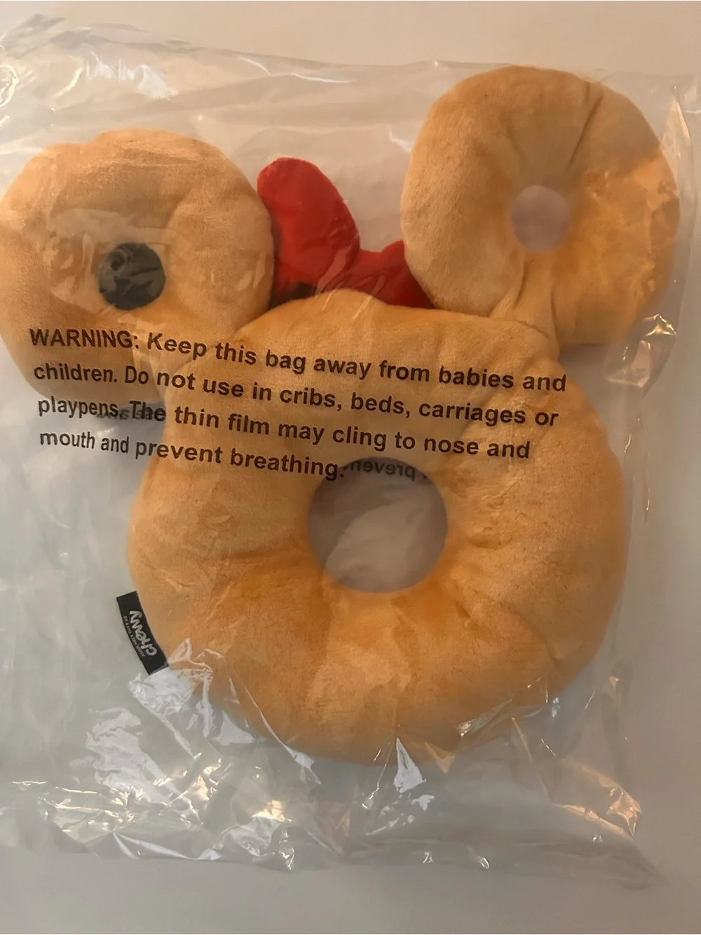Disney Minnie Donut Plush Dog Toy - Pink Icing with Red Bow